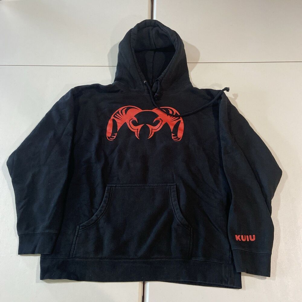 KUIU Hoodie Mens XL Red Ram Logo Pullover Fleece Hunting Sweatshirt Outdoor